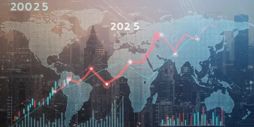 Dynamic financial data network illustrating 2025 US economic shift and strategic growth