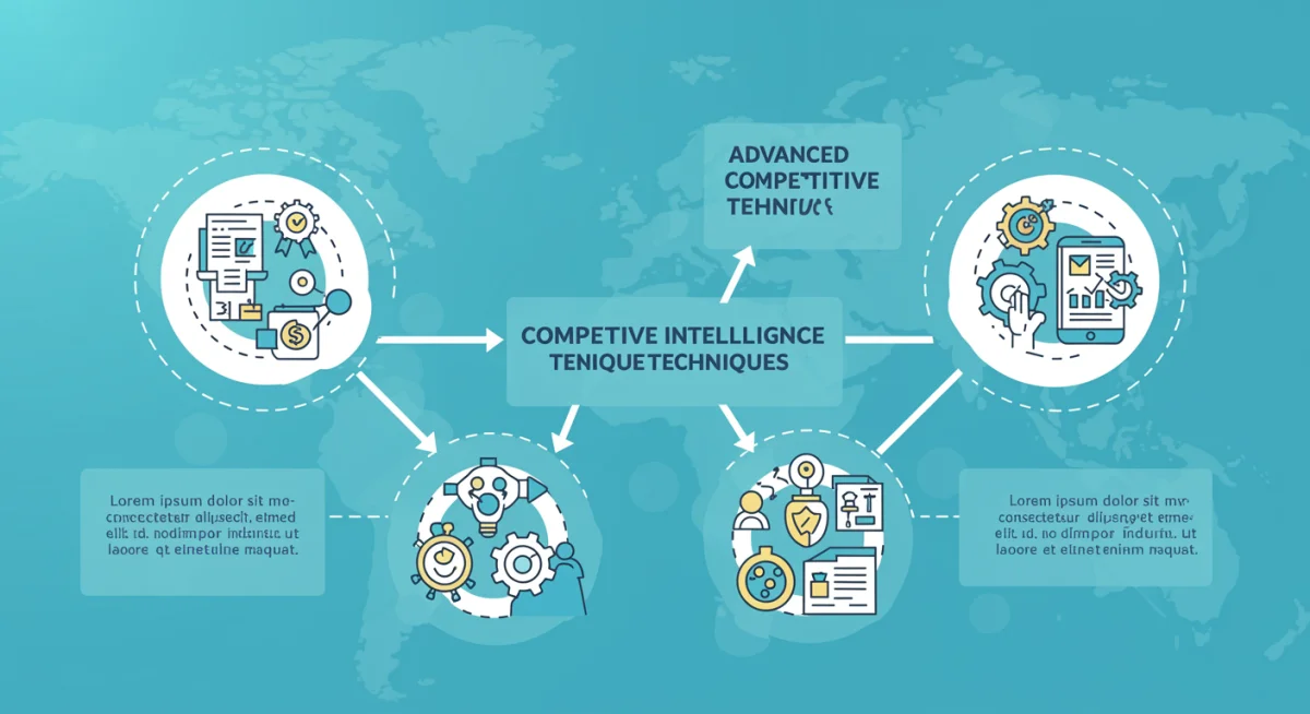 Infographic detailing four advanced competitive intelligence techniques.