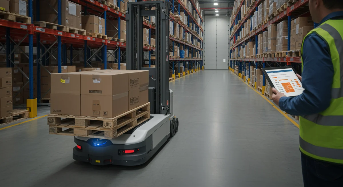 Automated guided vehicle operating in a modern warehouse environment