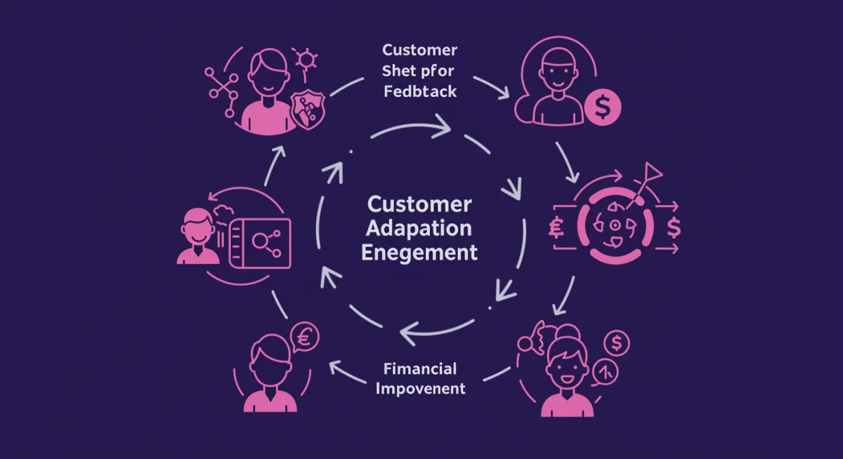 Infographic illustrating customer feedback loop and brand adaptation for re-engagement