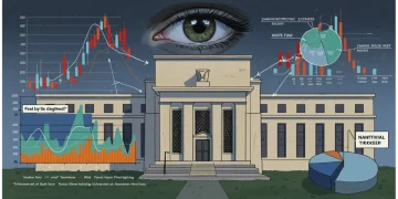 Federal Reserve building with overlay of economic charts and graphs, symbolizing quantitative tightening's impact on the economy.
