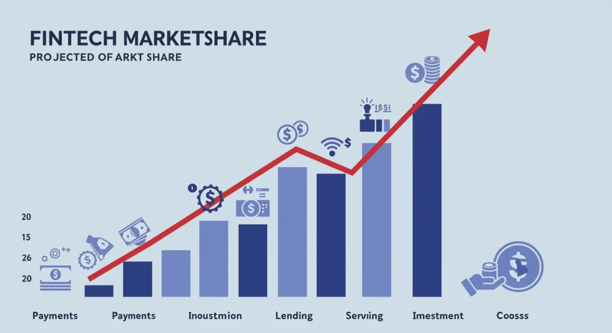 Infographic showing projected fintech market share growth in US banking