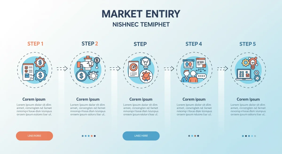 Infographic detailing a five-step market entry process