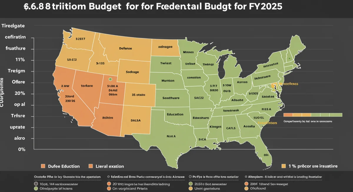 Infographic showing the allocation of the .8 trillion FY2025 federal budget across various sectors.
