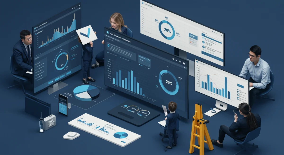 Data analytics dashboard showing higher education cost savings.