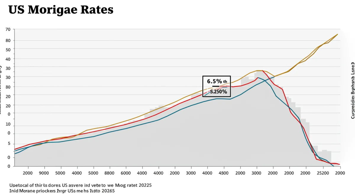 Historical and projected US mortgage rate trends chart.