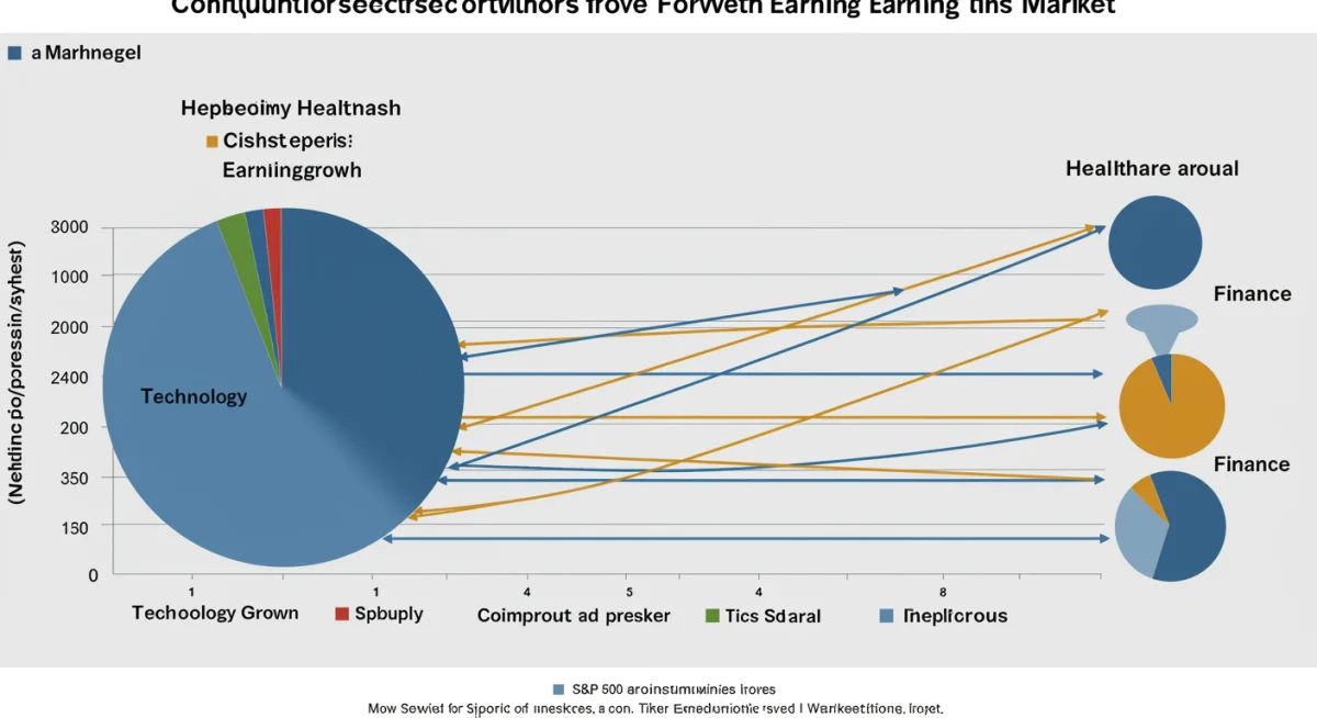 Infographic detailing S&P 500 sector contributions to 2025 earnings growth, highlighting technology and healthcare.