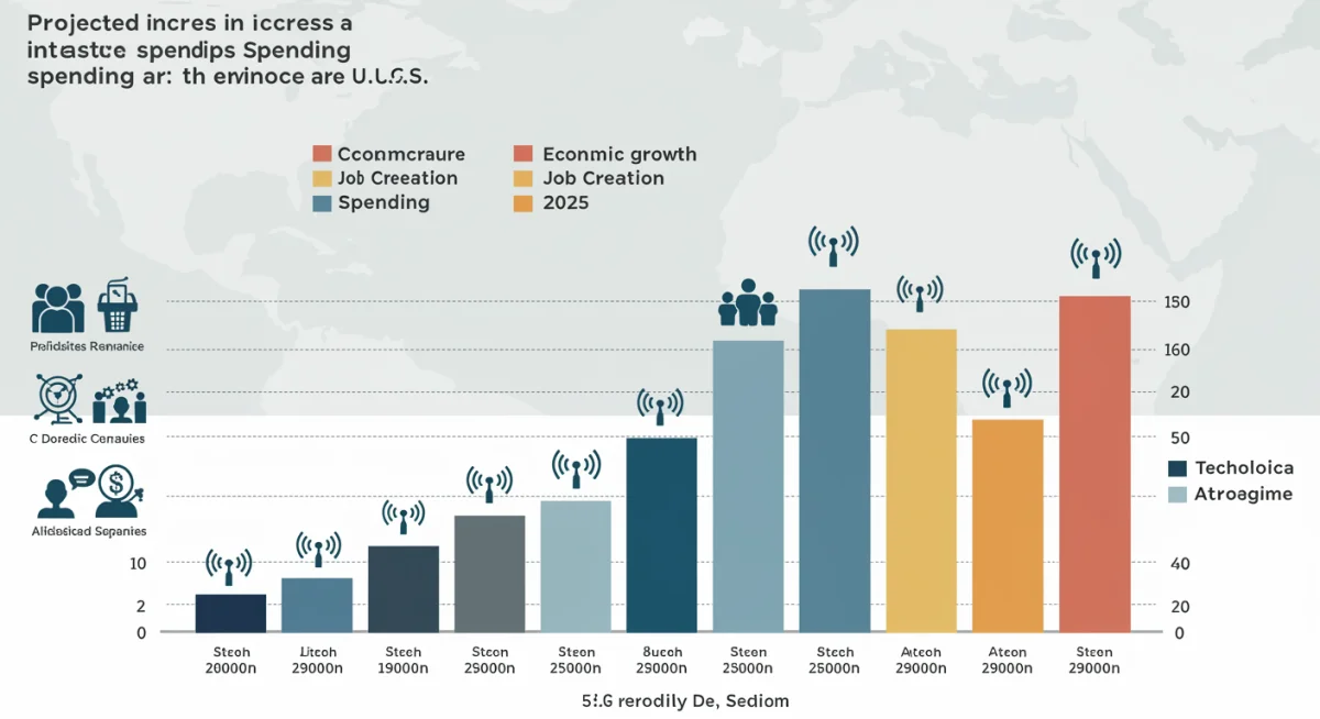 Infographic depicting an 18% increase in 5G infrastructure spending across U.S. regions, highlighting economic benefits.