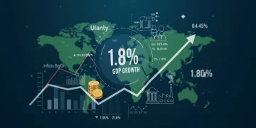 Infographic illustrating U.S. economic forecast for 2025 with 1.8% GDP growth and inflation indicators