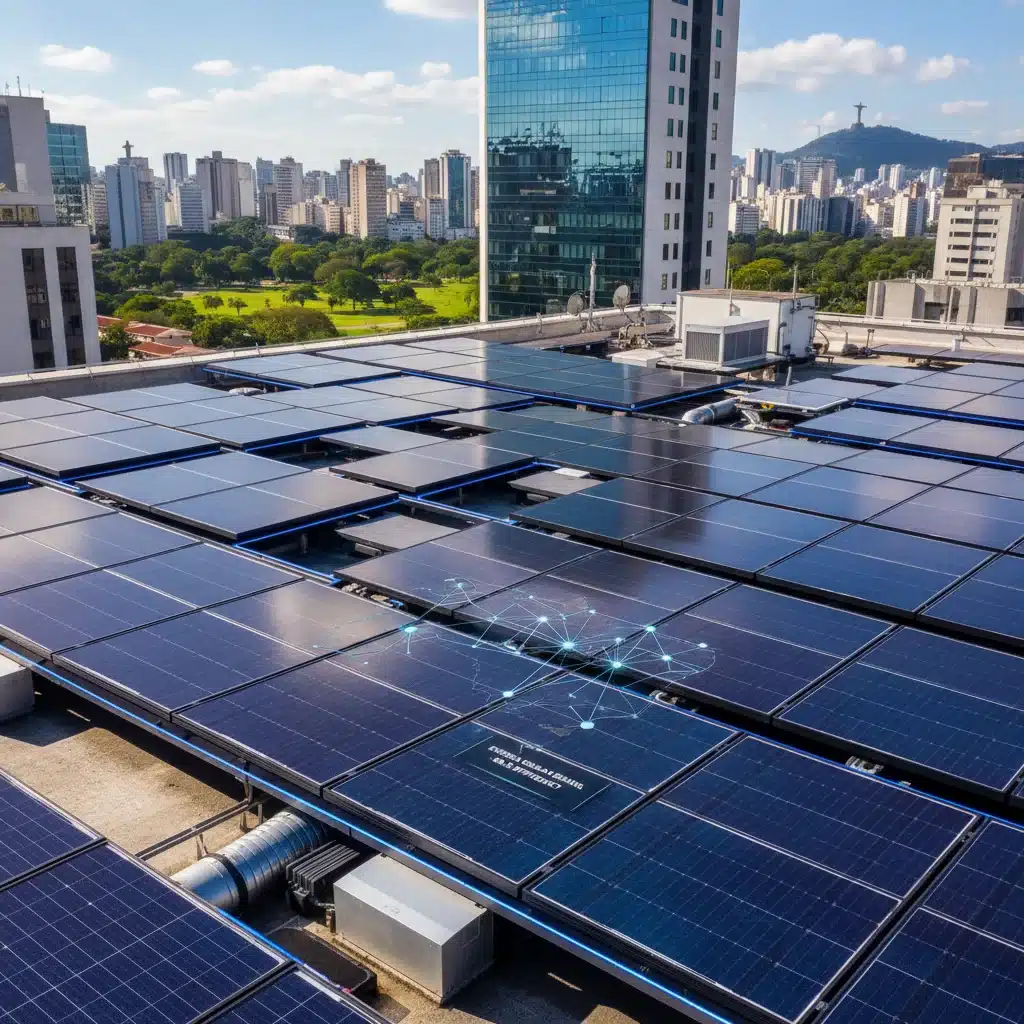Painéis solares fotovoltaicos em telhado, representando a geração distribuída de energia solar.