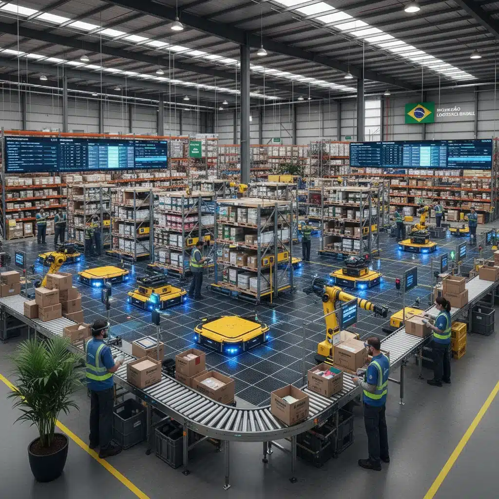 Centro de distribuição de e-commerce no Brasil com automação e funcionários